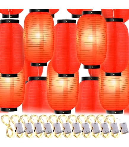 Amazon.com: MyGift 14-inch Red Chochin Japanese Silk Lanterns